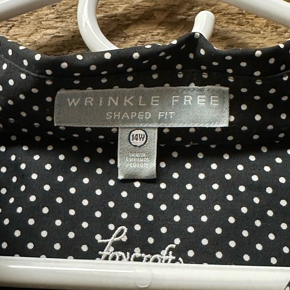 Foxcroft Wrinkle-Free Polka Dot Button-Up Shirt - Size 14W - Picture 6 of 10